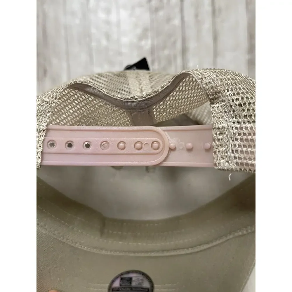 Bulzeye Hat Mens Beaded Cap Tease Me Print Heart Embroidered Ripped Khaki A4